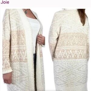 Joie large cream and tan long cartigan